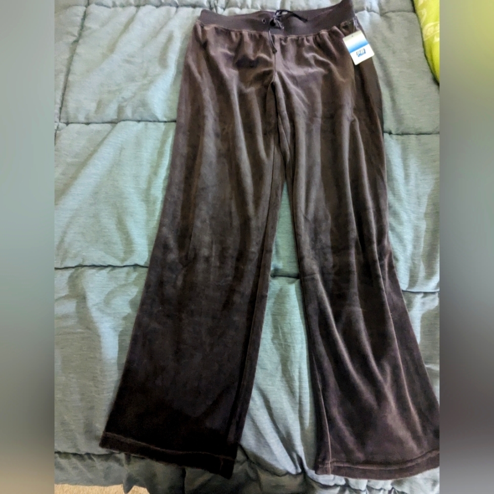 NWT SB Active Velour Chocolate pants with satin strip size PM